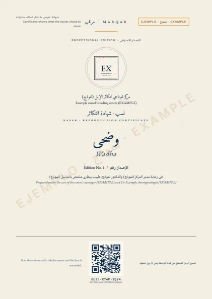 Nasab: breeding certificate · Certificate (to show)